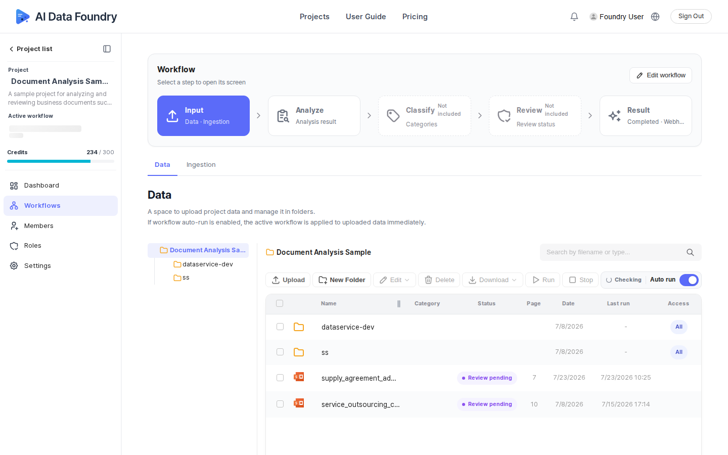 Entry point to the workflow screen
